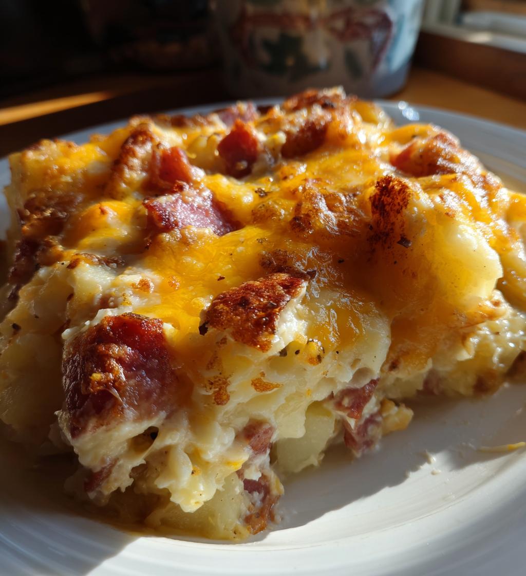 kielbasa sausage cheesy potato casserole - detail 1