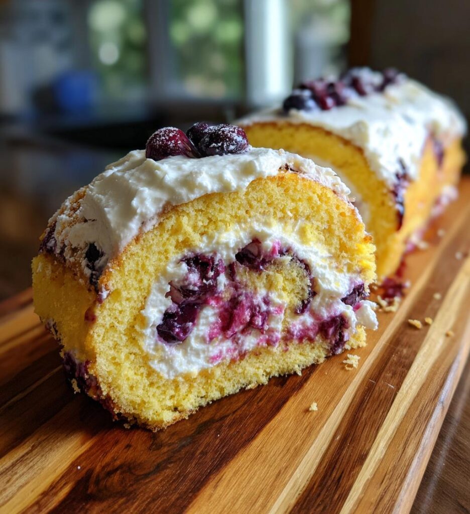 lemon blueberry sponge cake roll