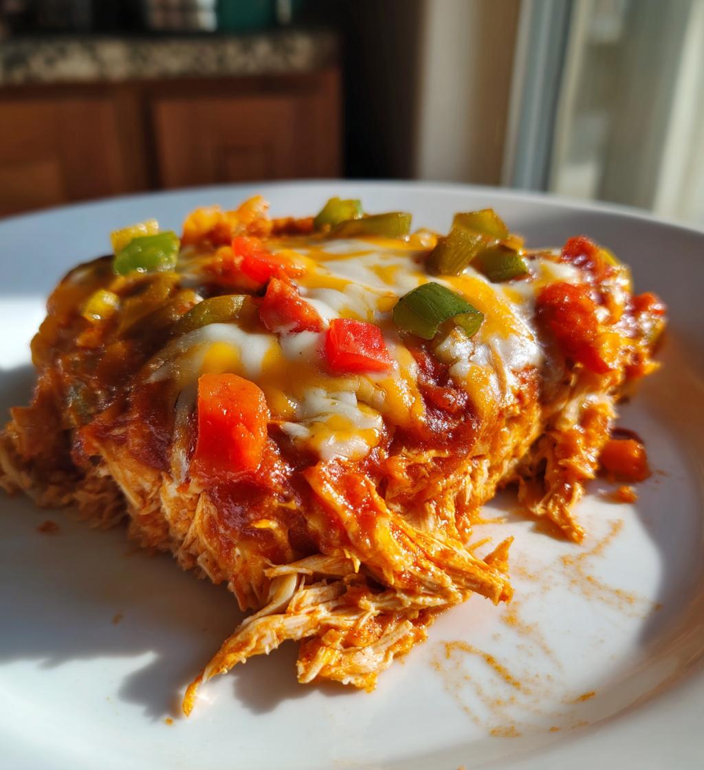 low carb slow cooker chicken enchilada casserole - detail 1