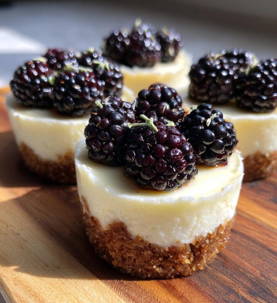 mini lavender blackberry cheesecakes