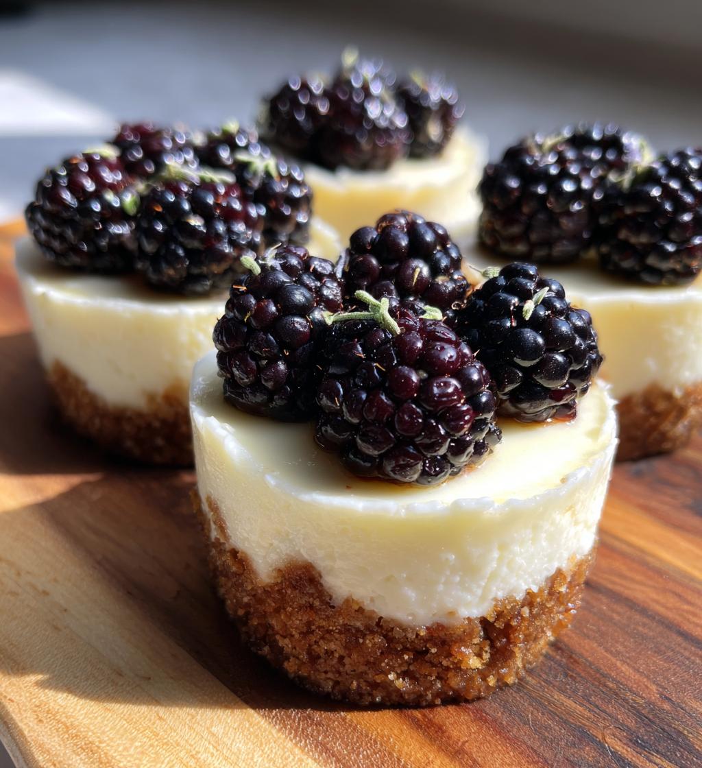 mini lavender blackberry cheesecakes