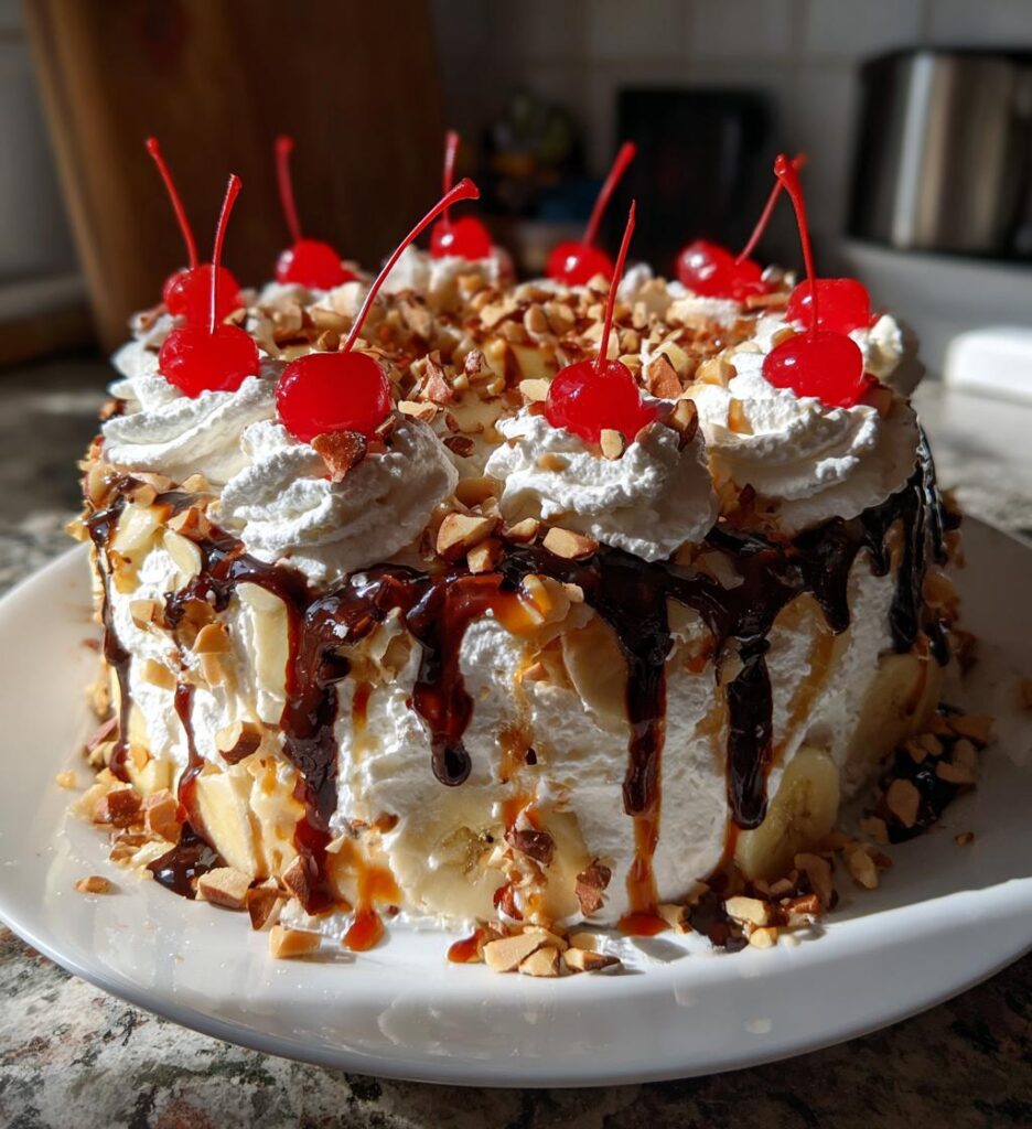 no bake banana split cake