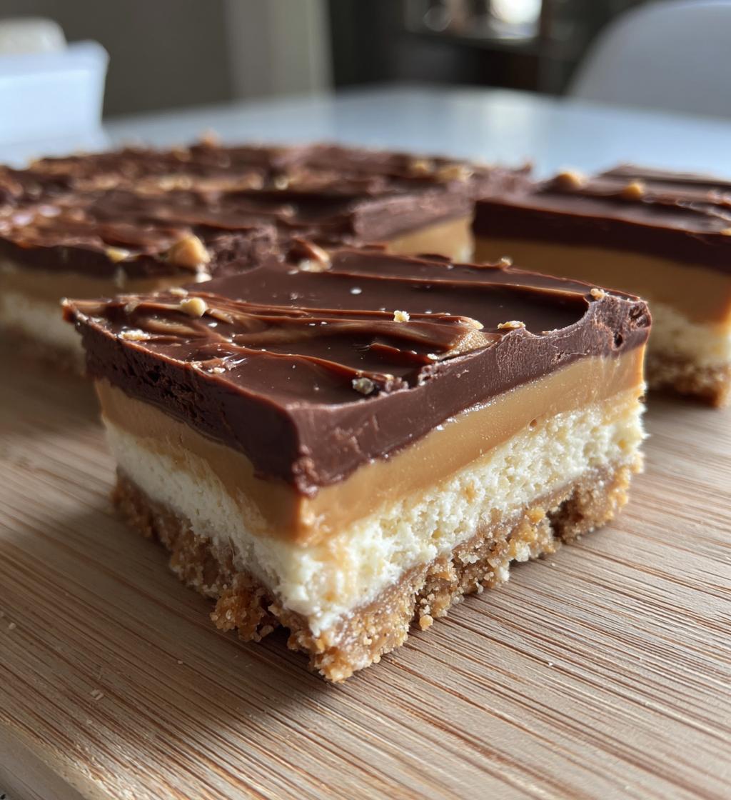 no bake buckeye cheesecake bars - detail 1