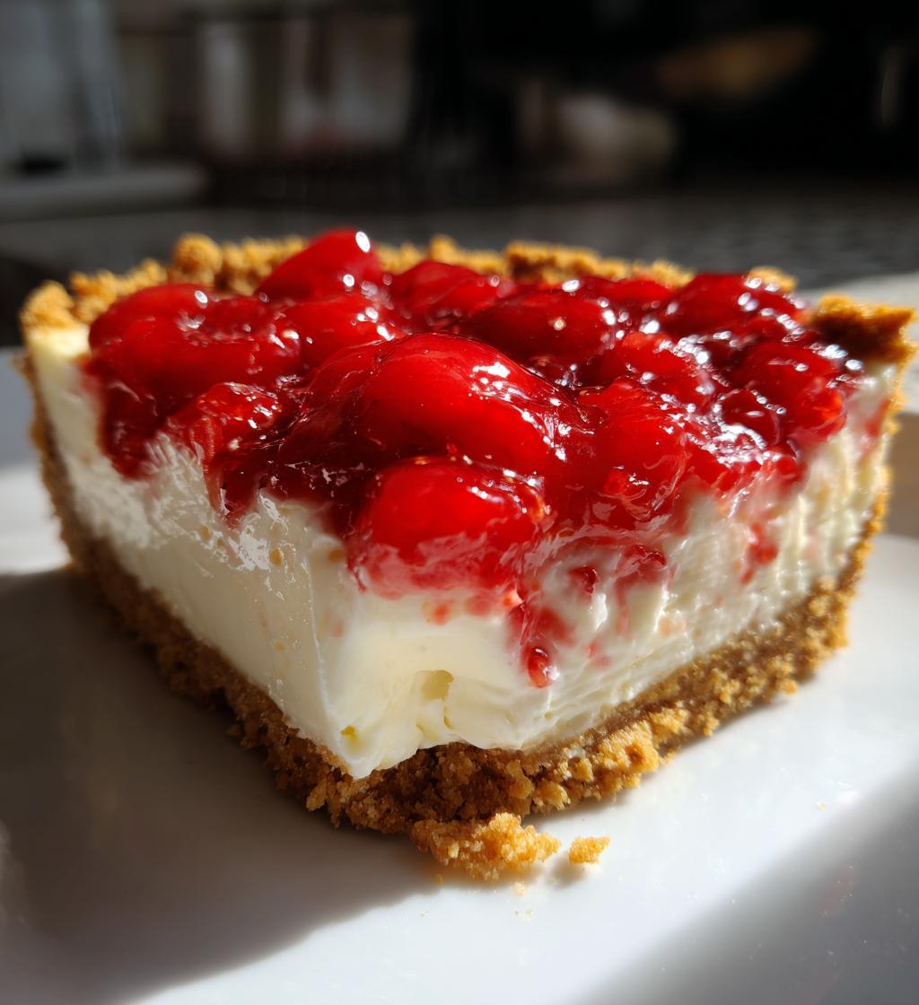no bake cherry cheesecake - detail 1