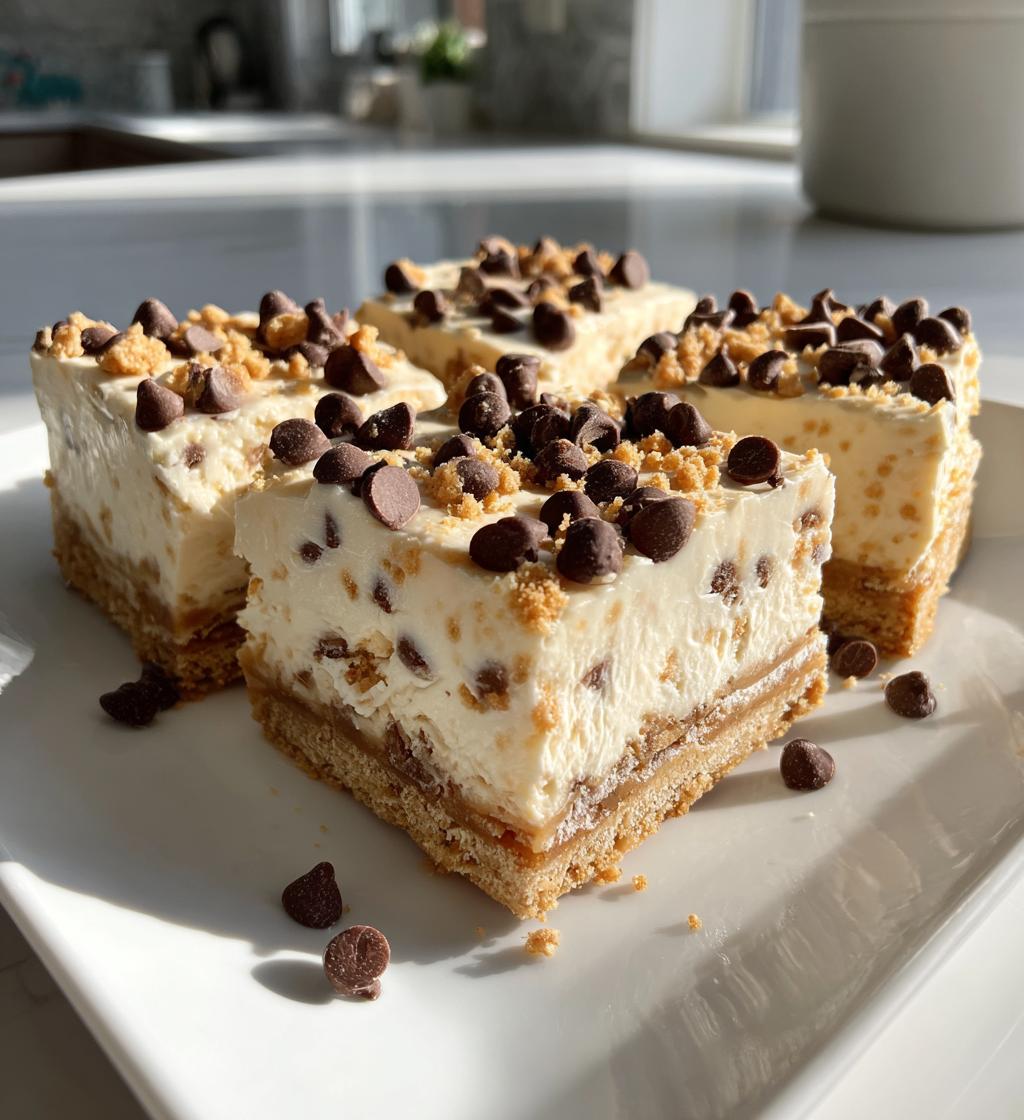 no bake cookie dough cheesecake bars - detail 1