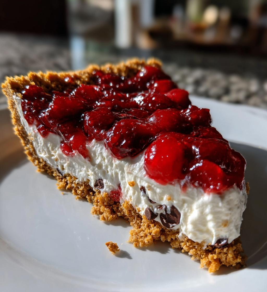 no bake easy cherry chocolate chip pie - detail 1