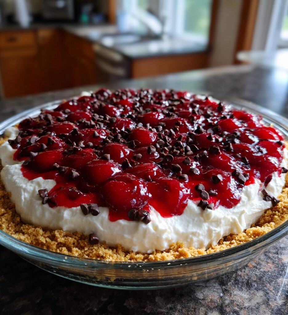 no bake easy cherry chocolate chip pie