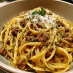 one pot creamy beef and garlic butter pasta