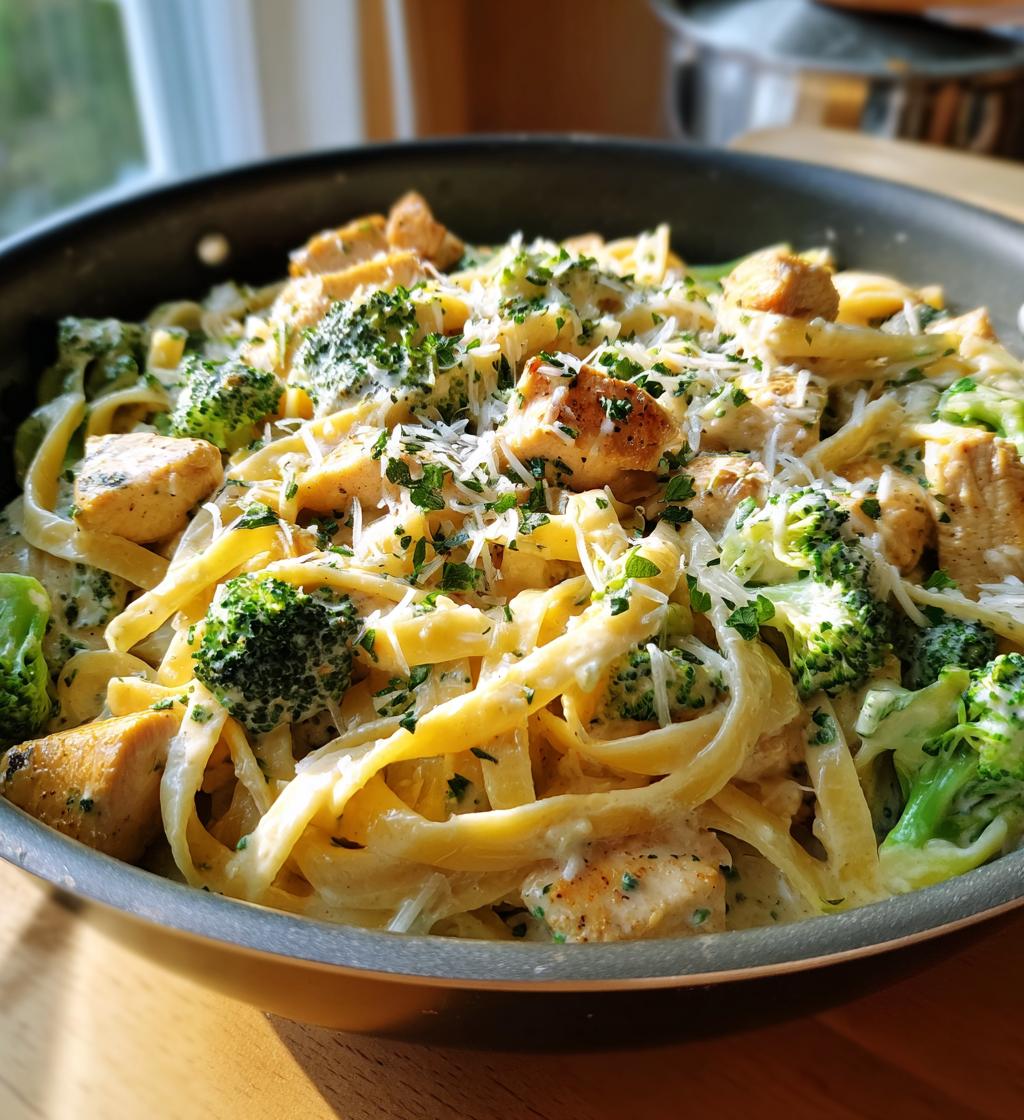 one pot creamy ranch chicken broccoli fettuccine - detail 1