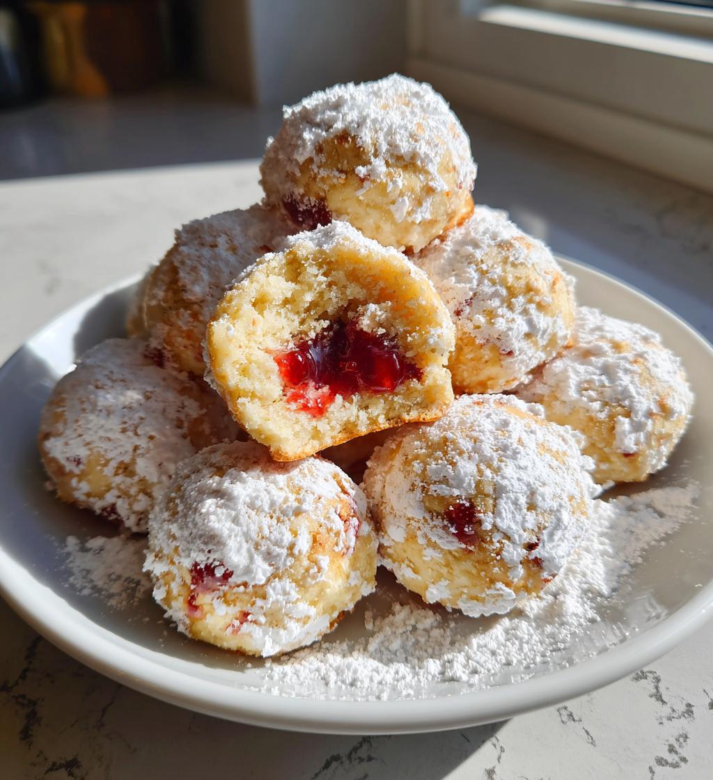 raspberry filled almond snowball cookies - detail 1