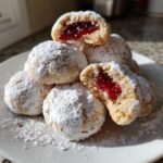 raspberry filled almond snowball cookies