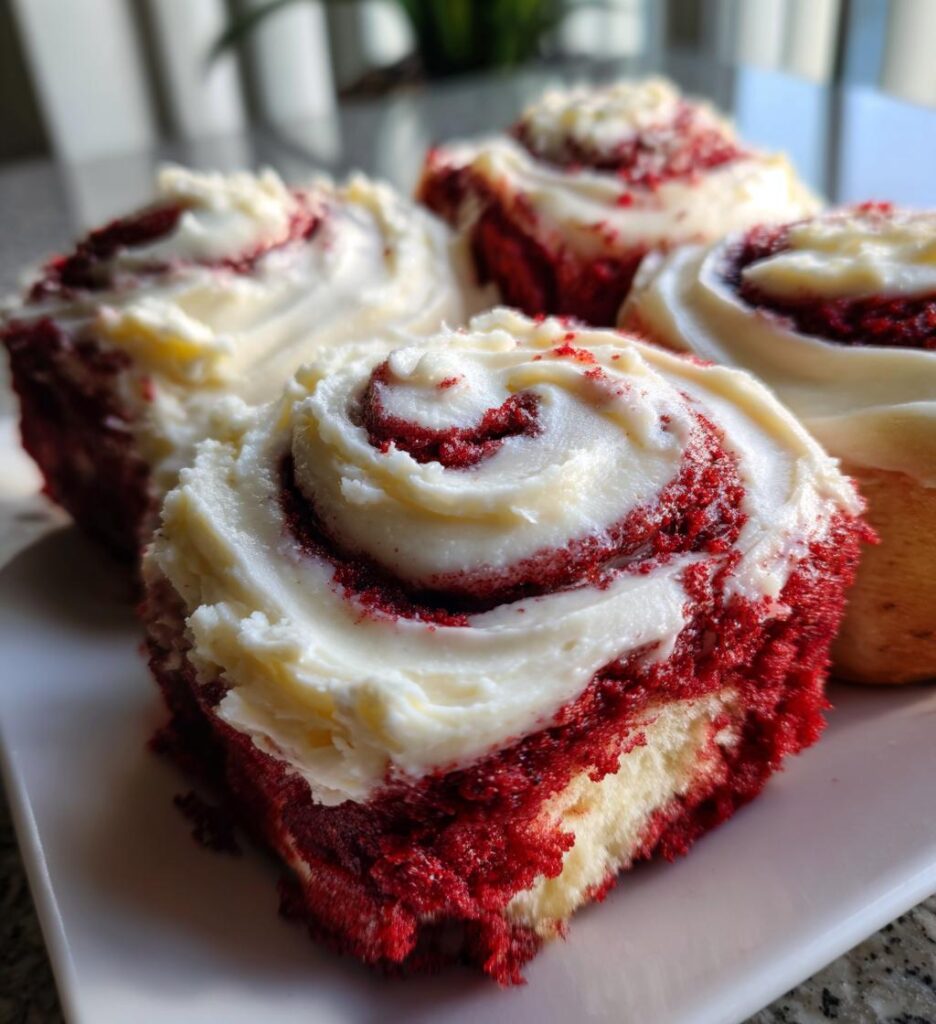 red velvet cinnamon rolls