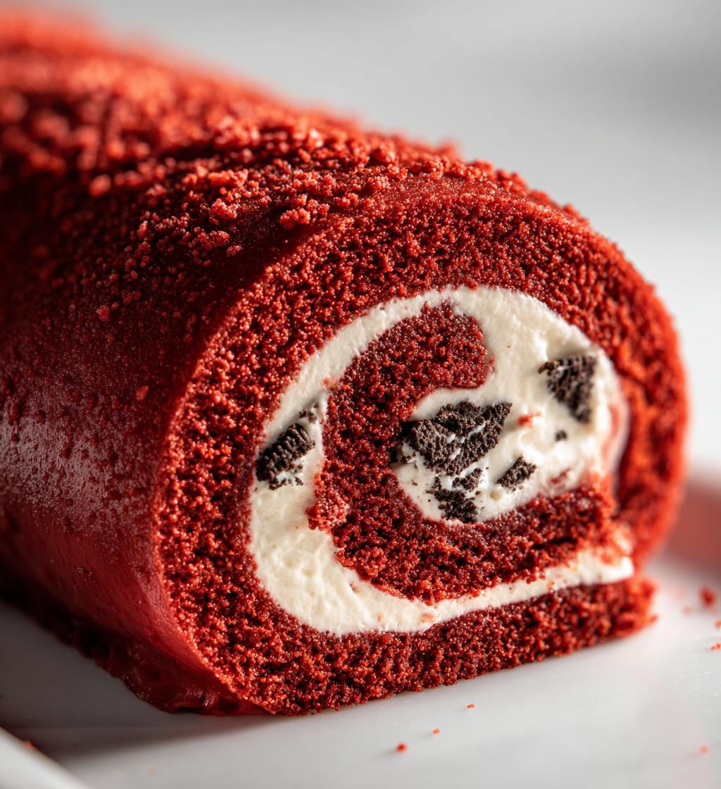 red velvet oreo cake roll - detail 1