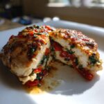 roasted red pepper spinach and mozzarella stuffed chicken
