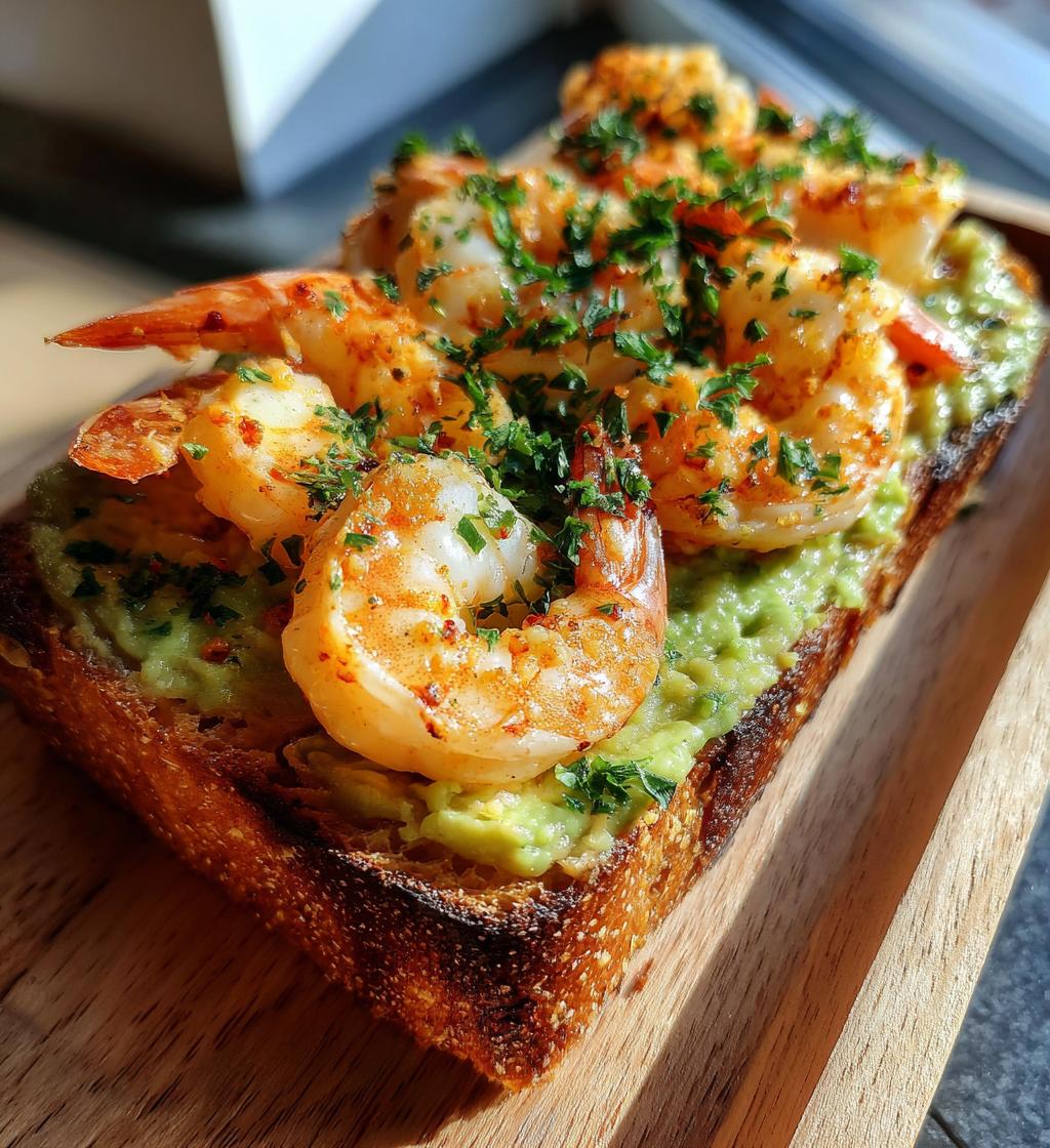 shrimp and avocado garlic bread - detail 1