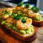 shrimp and avocado garlic bread