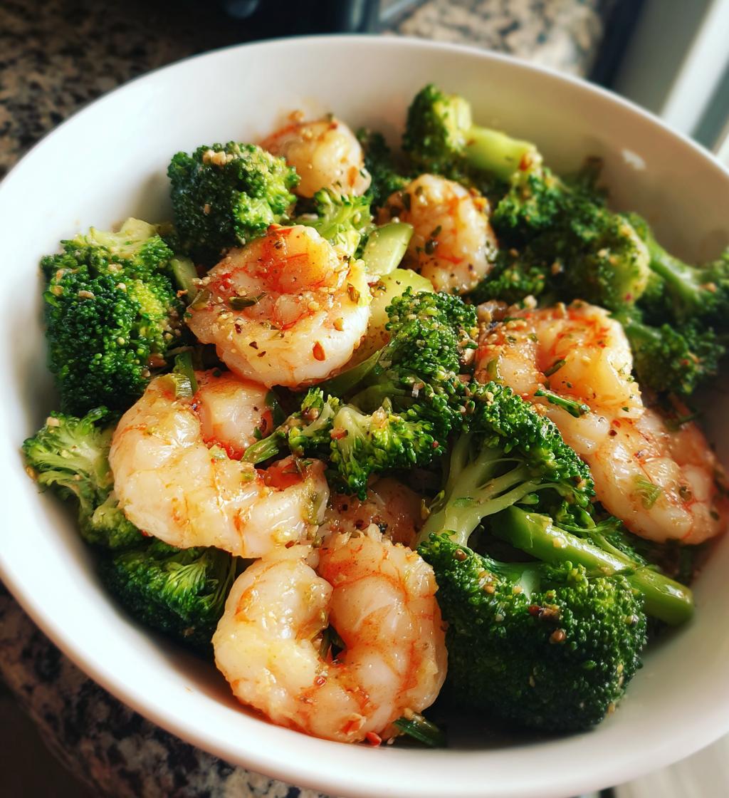 shrimp and broccoli stir fry in garlic sauce - detail 1