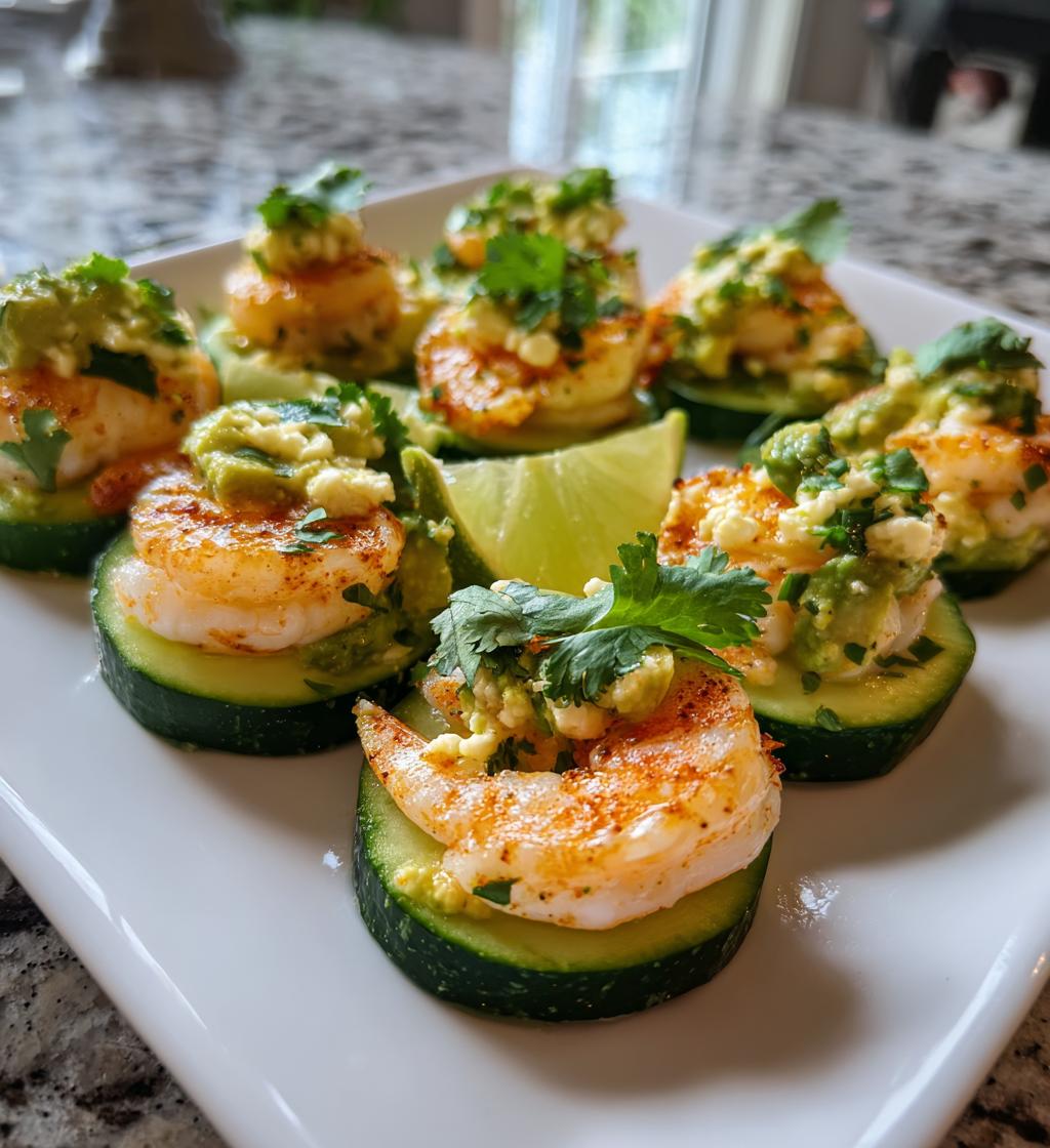 shrimp cucumber and avocado bites - detail 1