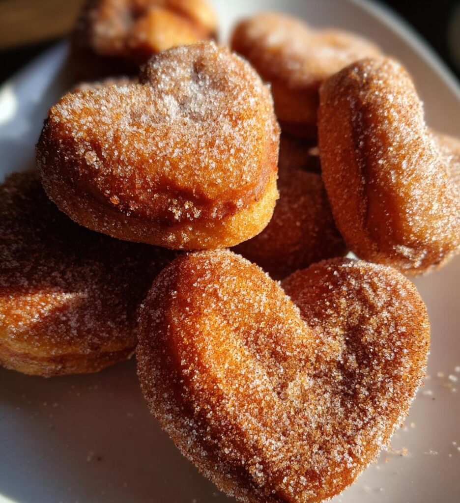 simple cinnamon sugar heart doughnuts