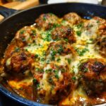 slow cooker french onion meatballs