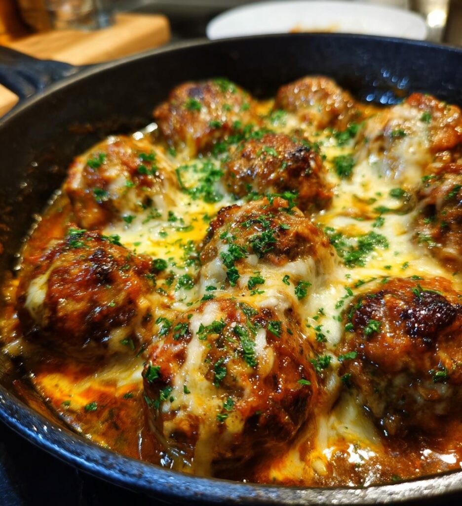 slow cooker french onion meatballs