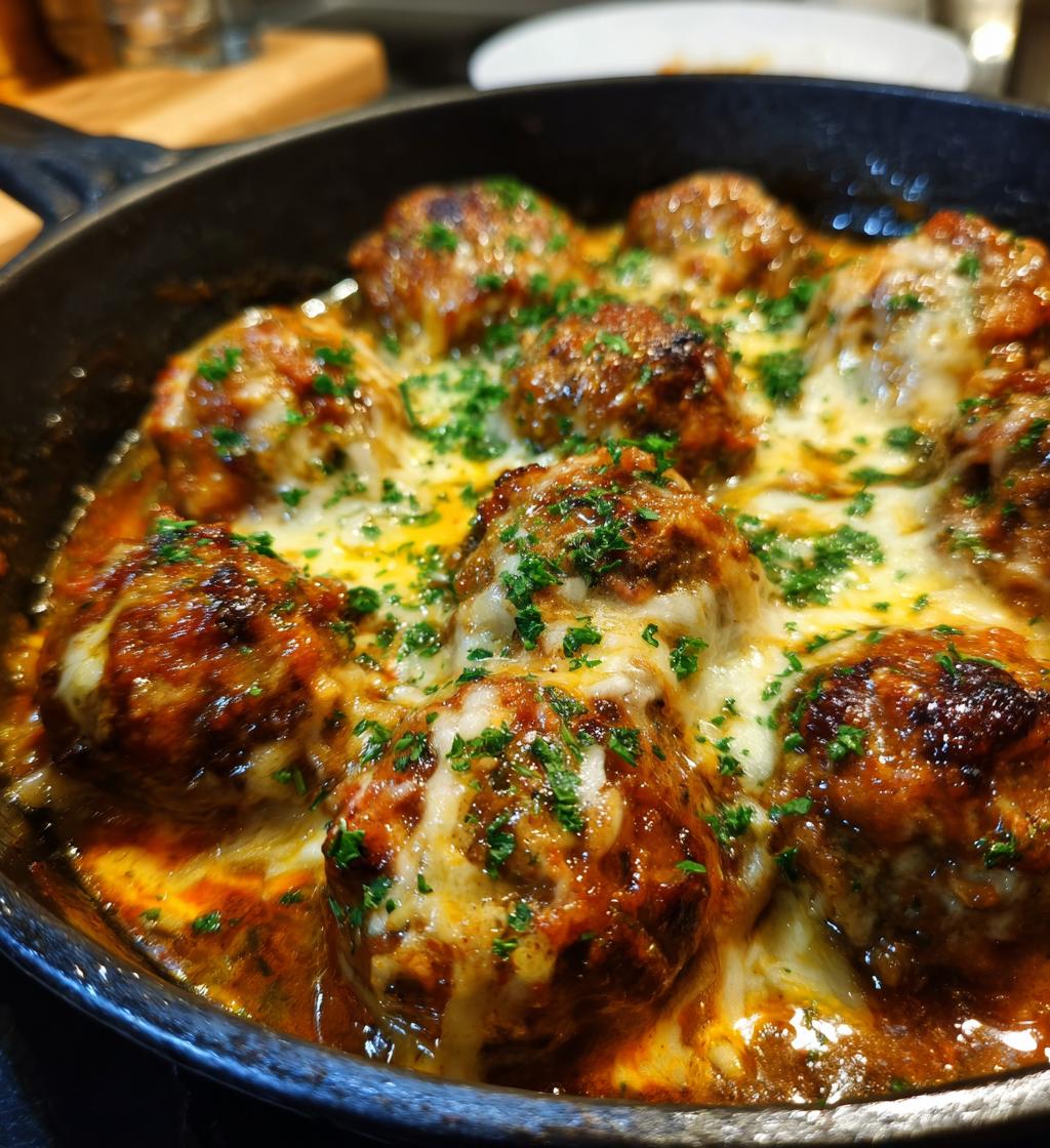 slow cooker french onion meatballs