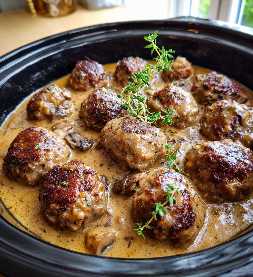 slow cooker salisbury steak meatballs - detail 1