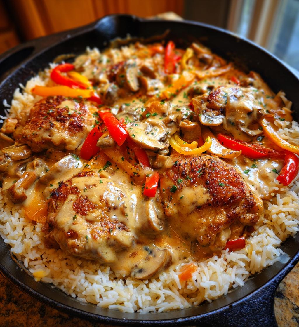 smothered chicken and rice - detail 1