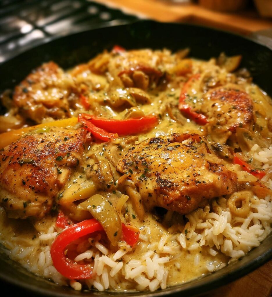 smothered chicken and rice