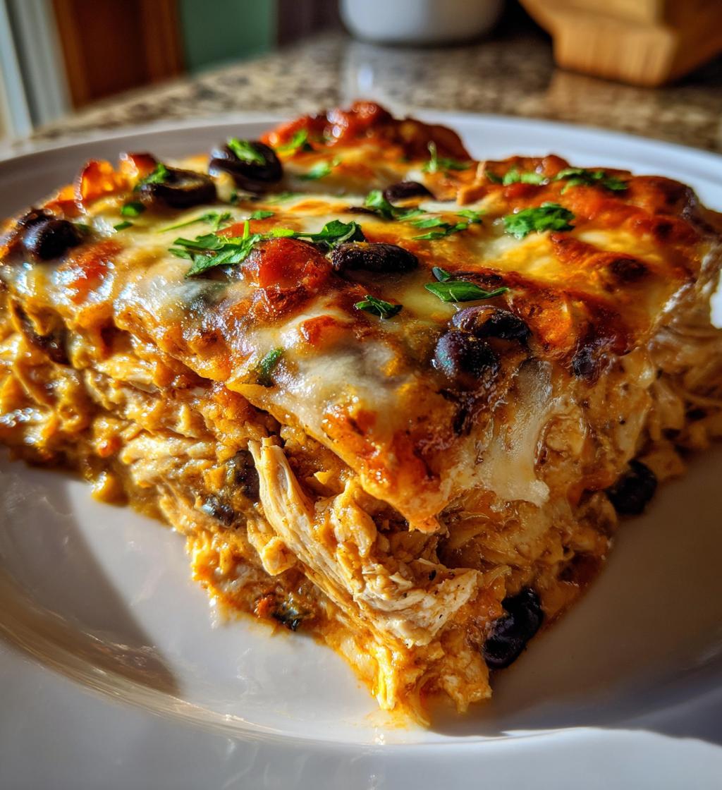 sour cream chicken enchilada casserole - detail 1