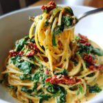 spaghetti spinach with sun dried tomato cream sauce