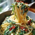spaghetti spinach with sun dried tomato cream sauce