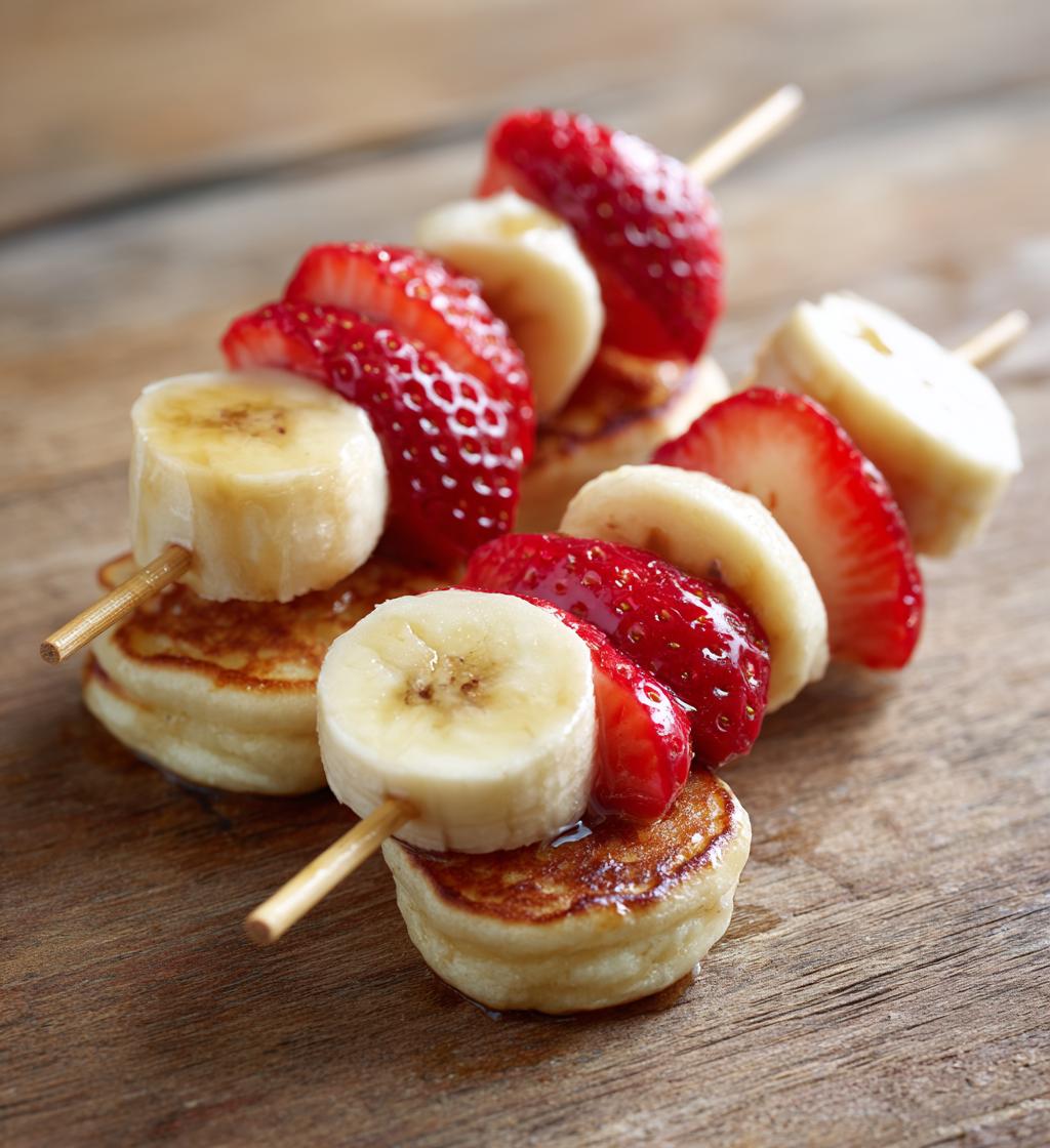 strawberry banana pancake skewers - detail 1