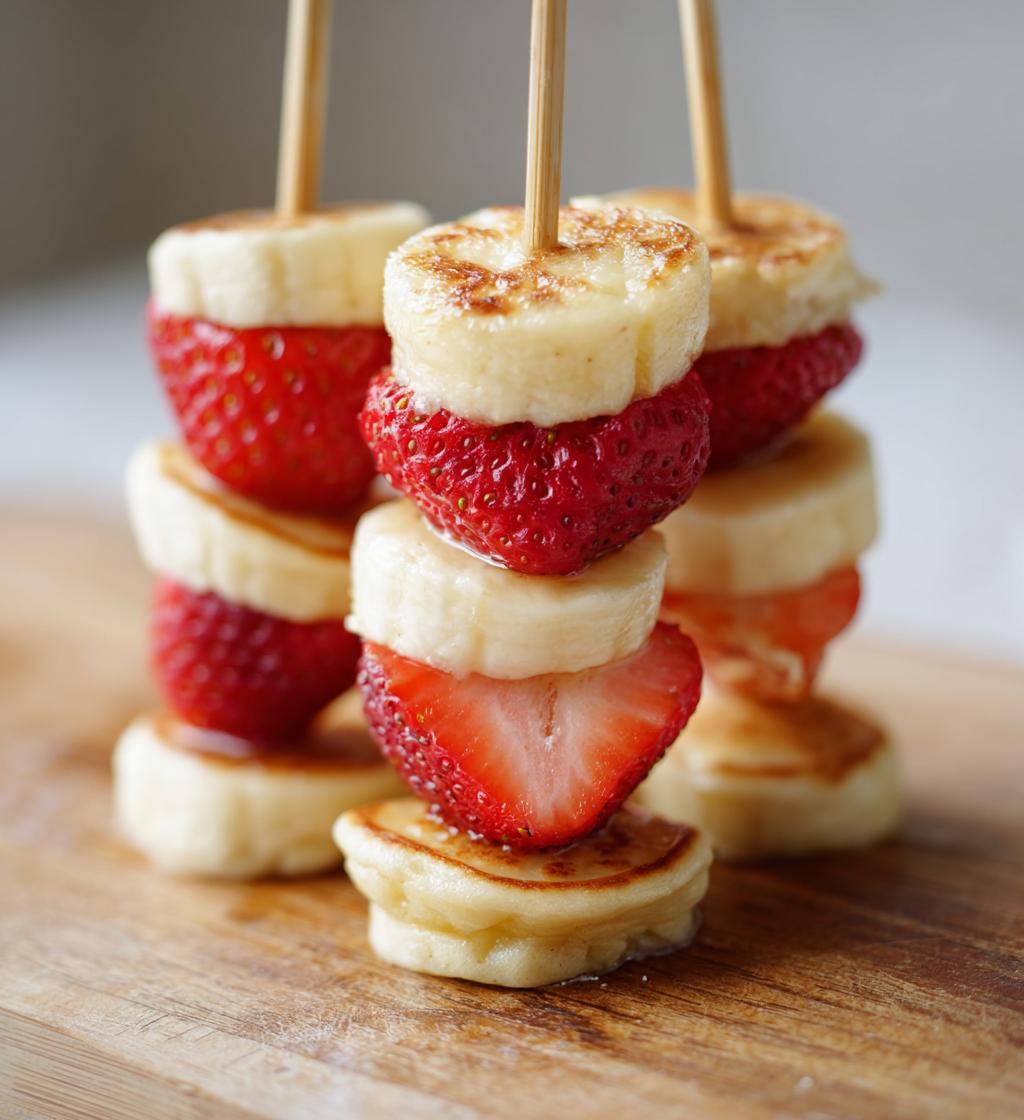 strawberry banana pancake skewers