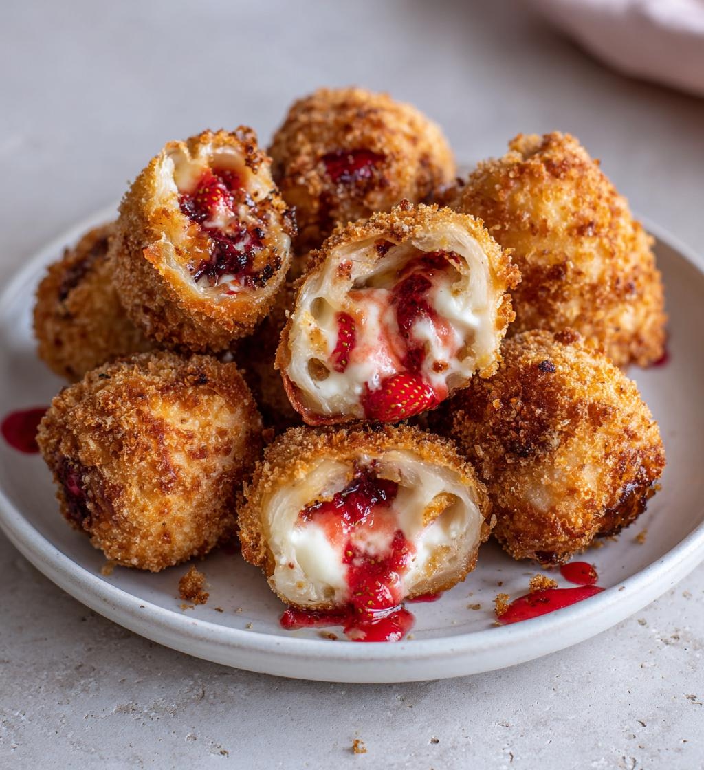 strawberry cheesecake stuffed eggroll bites - detail 1