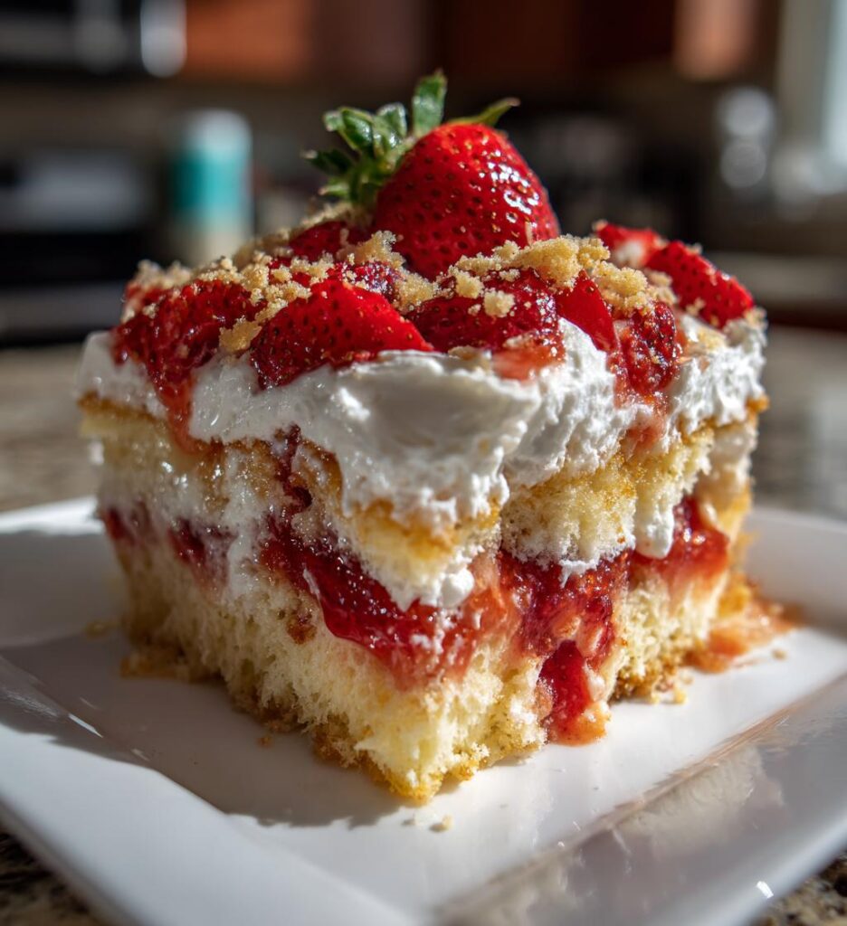 strawberry crunch poke cake