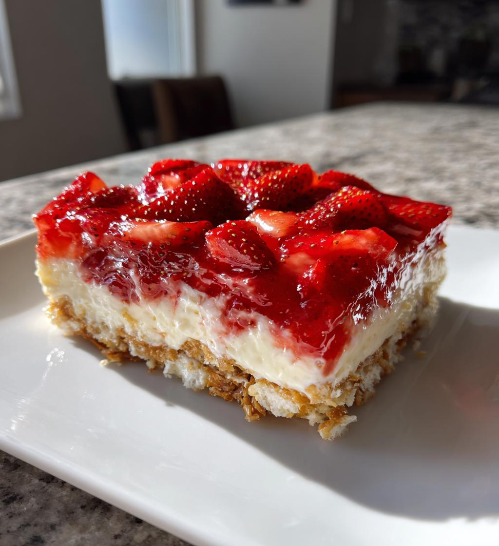 strawberry pretzel salad - detail 1