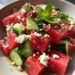 watermelon salad with cucumber and feta