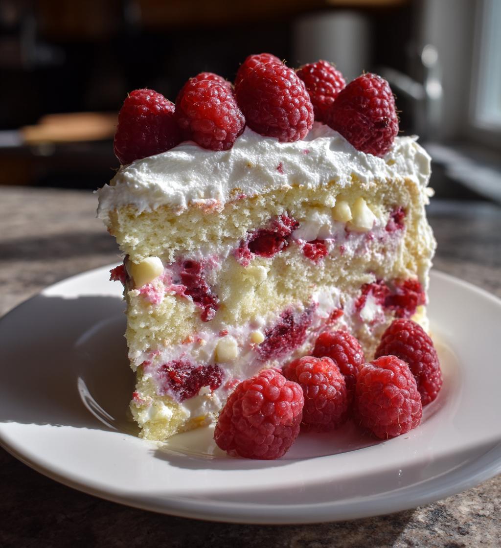 white chocolate raspberry poke cake