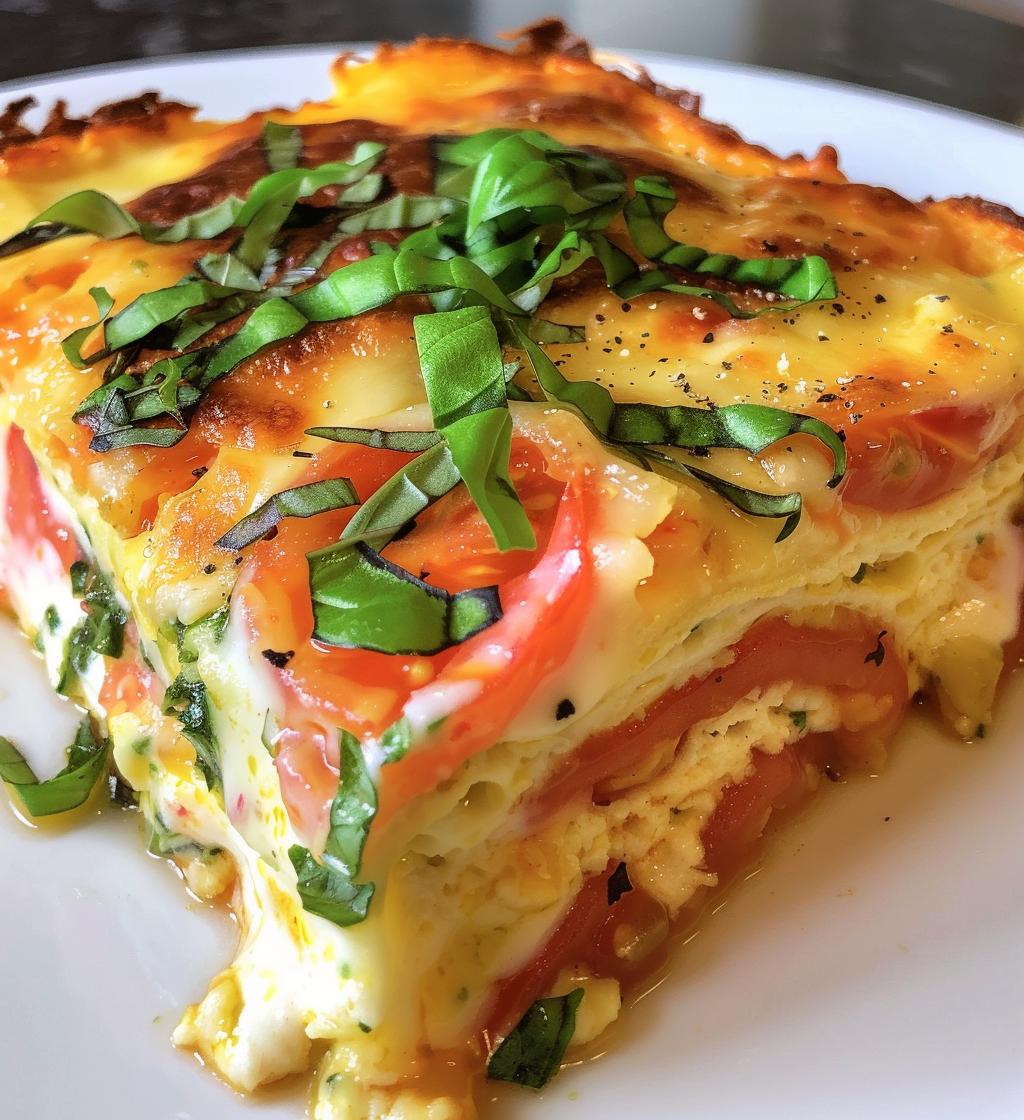 Caprese Breakfast Casserole (Tomato, Basil, Mozzarella)