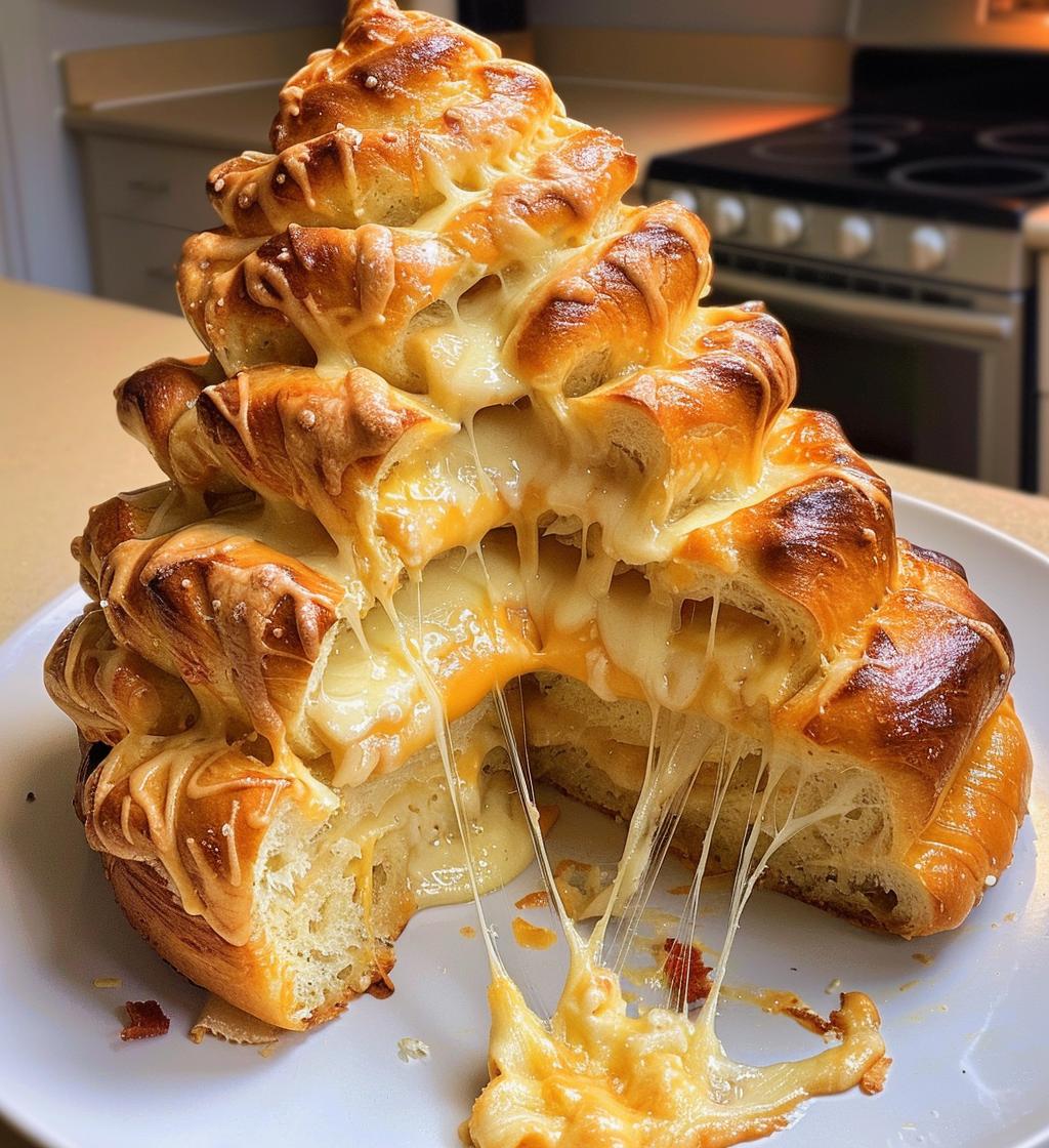Cheesy Pull-Apart Christmas Tree Bread - detail 1