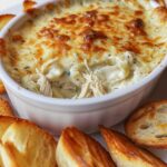 Chicken Alfredo Dip with Garlic Bread Chips