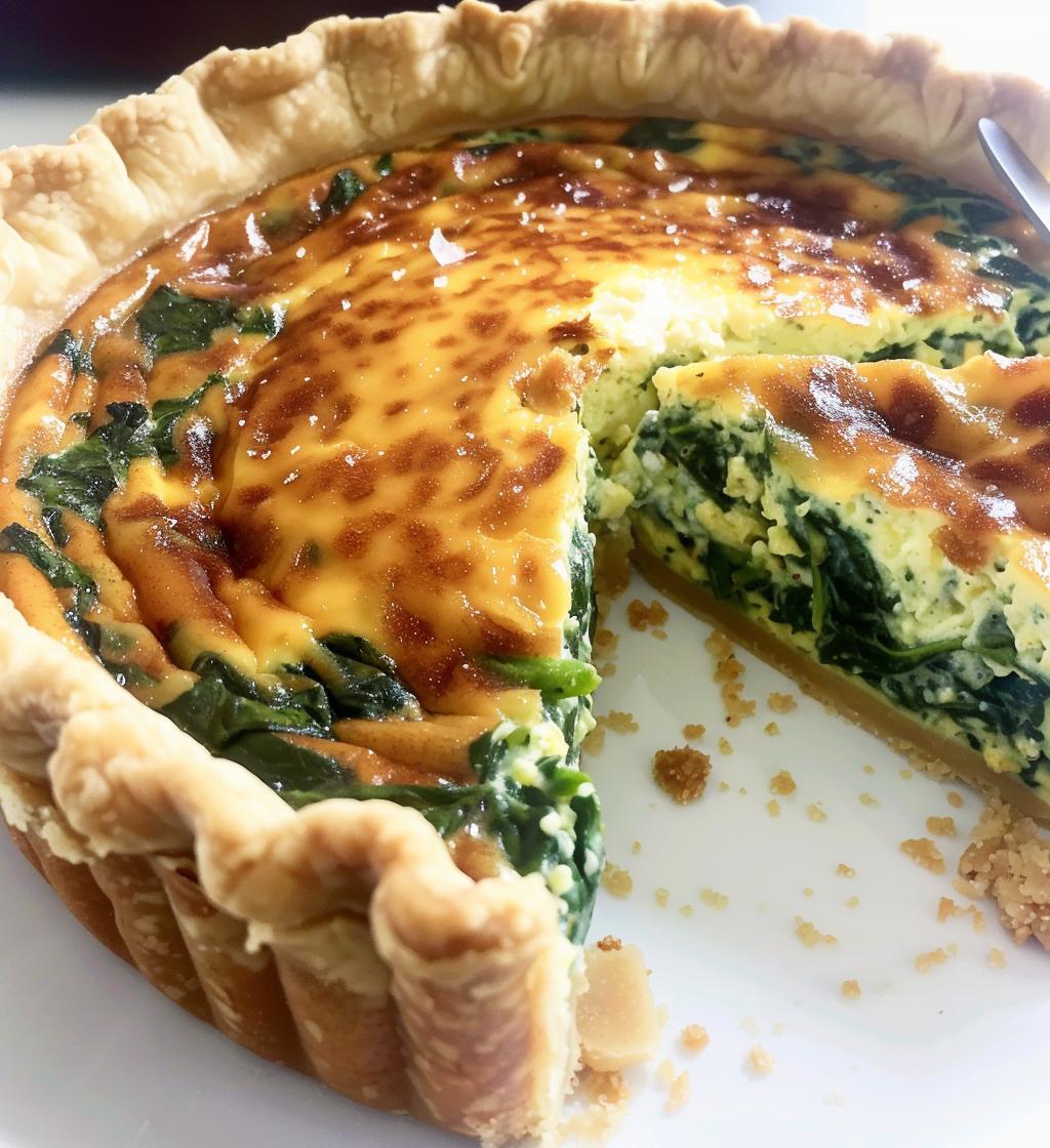 Christmas Morning Quiche (spinach + cheese) - detail 1