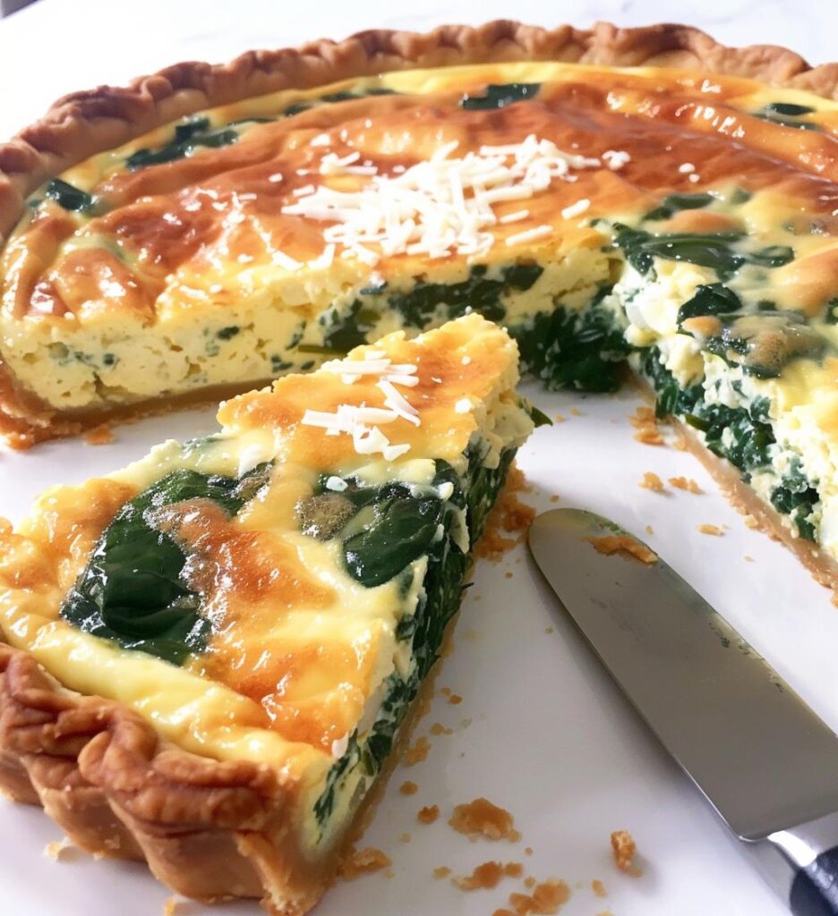 Christmas Morning Quiche (spinach + cheese)