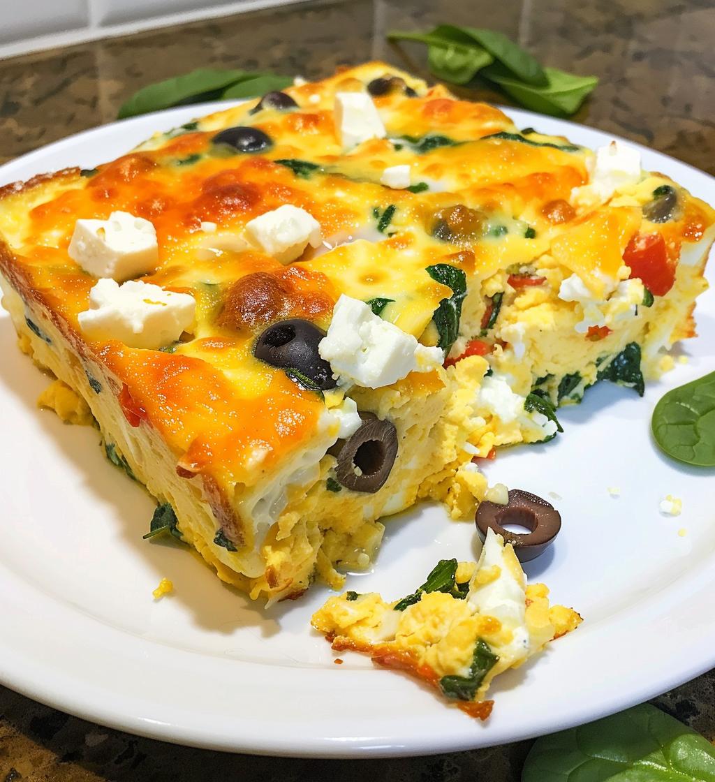 Greek Egg Casserole (Feta, Olives, Spinach) - detail 1