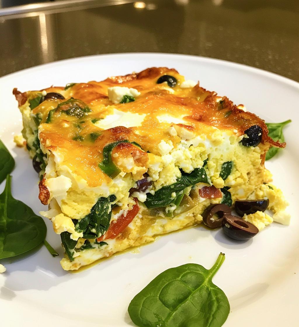 Greek Egg Casserole (Feta, Olives, Spinach)