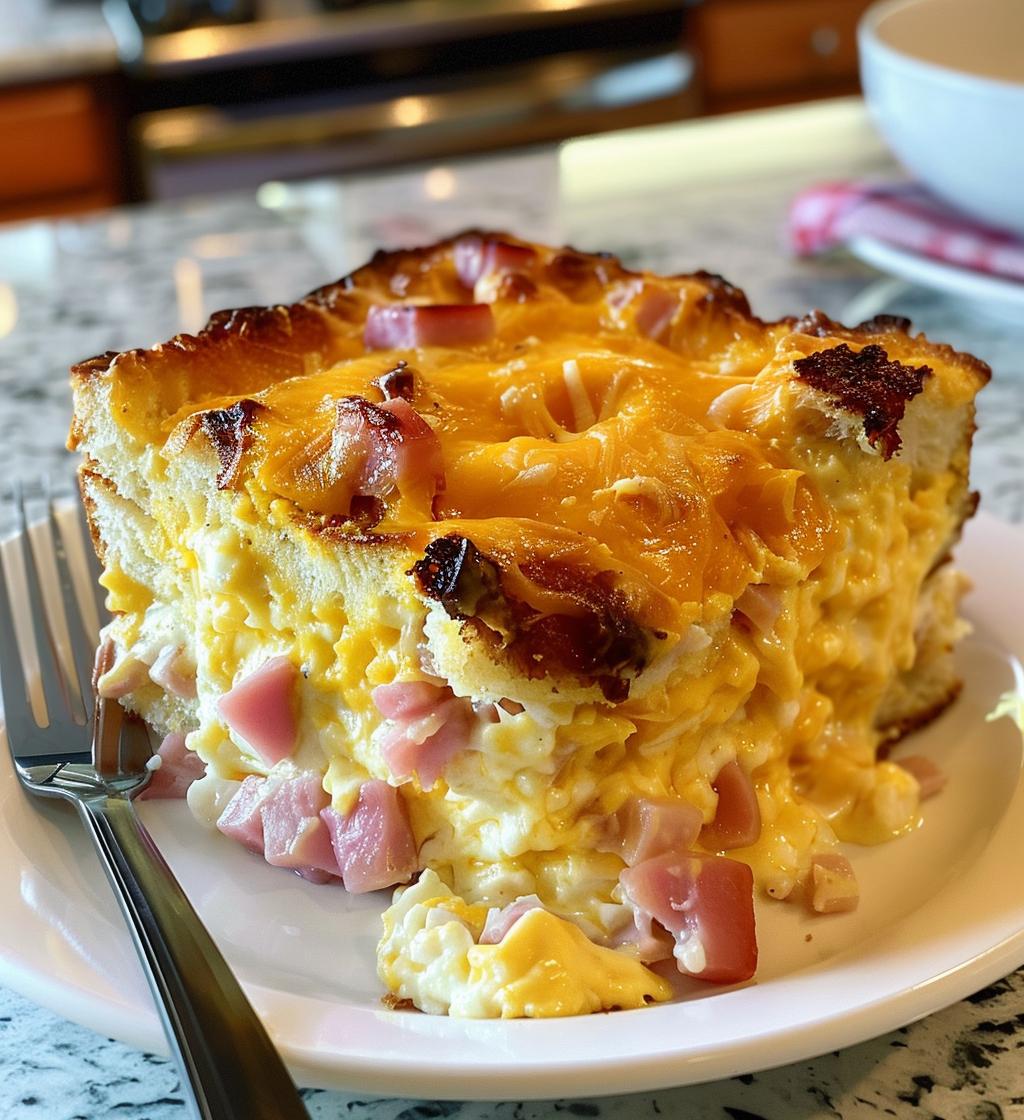 Overnight Ham & Cheese Breakfast Casserole - detail 1