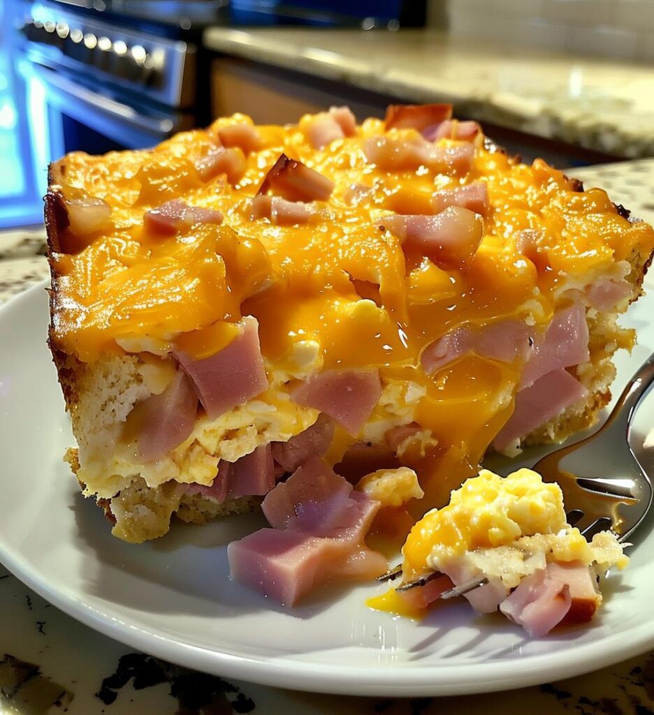 Overnight Ham & Cheese Breakfast Casserole