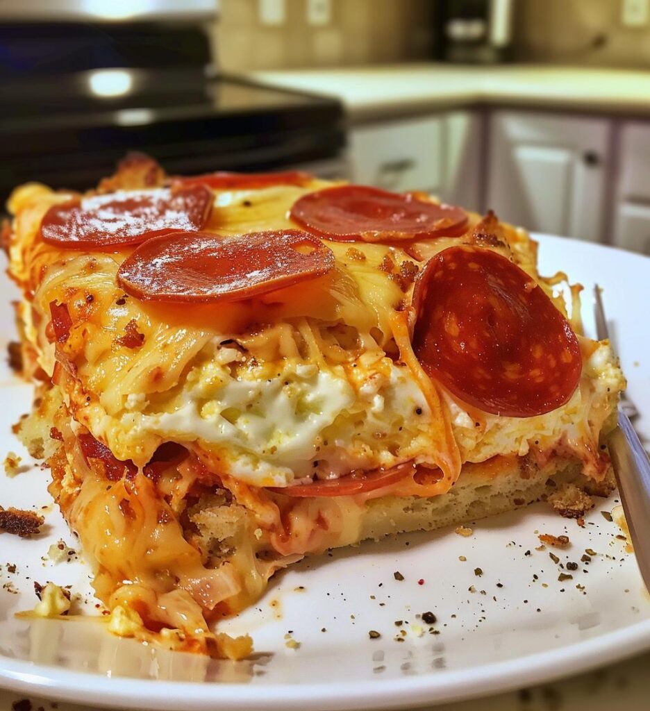 Pepperoni Pizza Breakfast Casserole