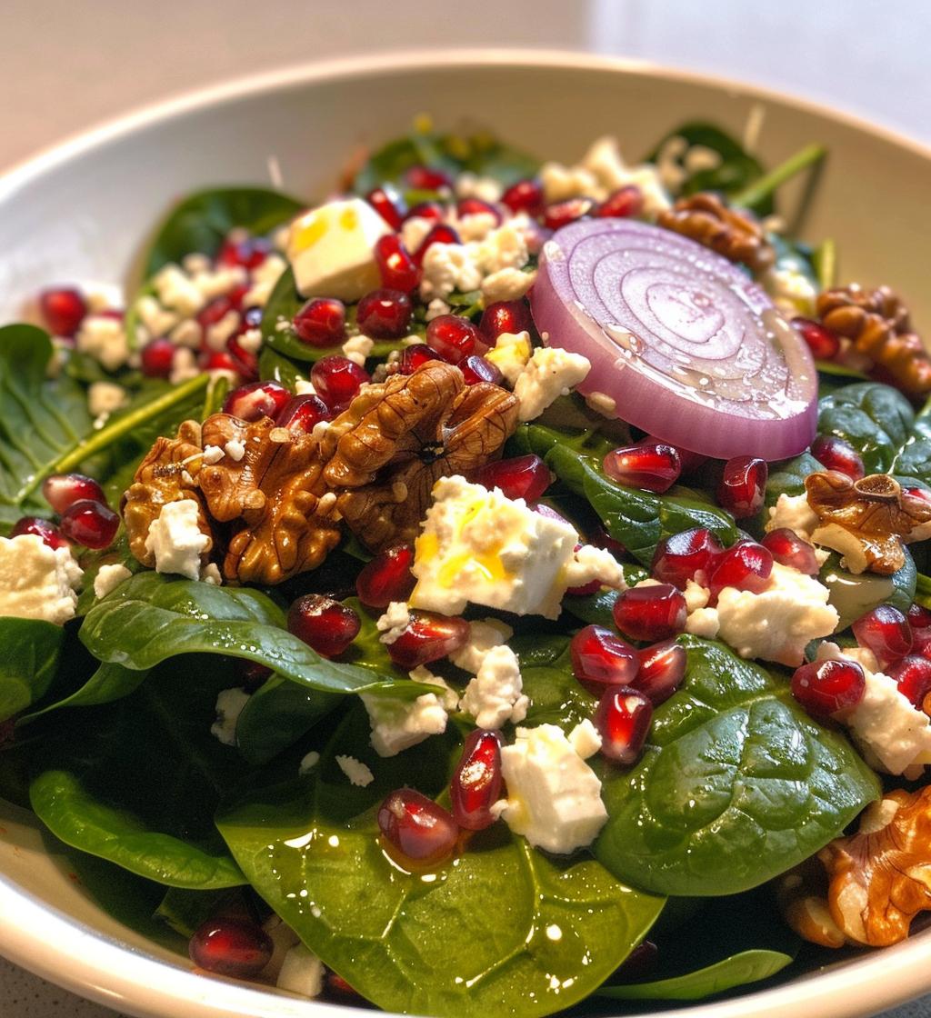 Pomegranate Spinach Salad - detail 1